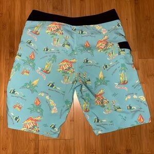 Volcom Light Blue and Black Patterned Shorts